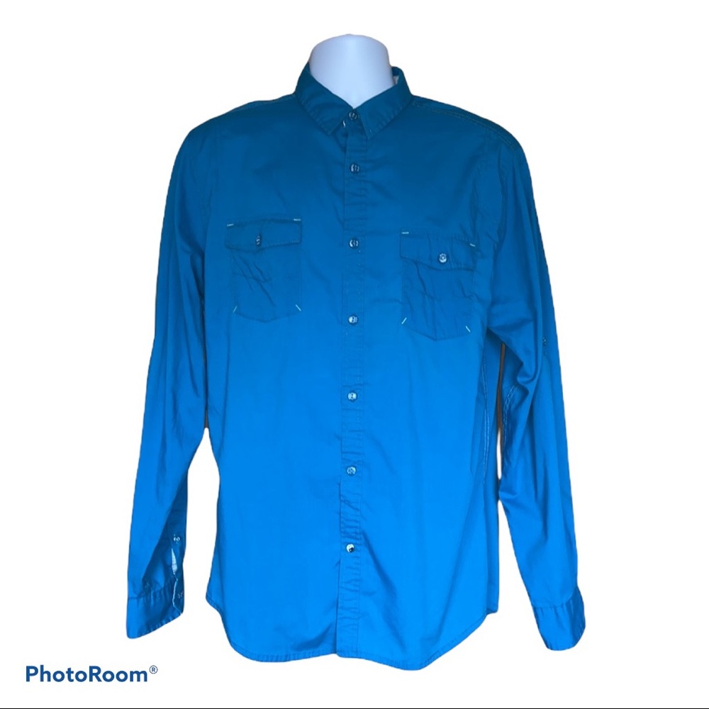 DRILL NYC blue men’s button-down shirt. Size L